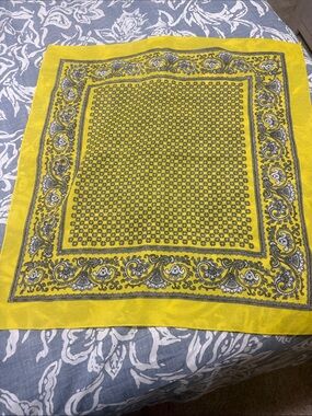 Bright Yellow Paisley Print Bandana Scarf